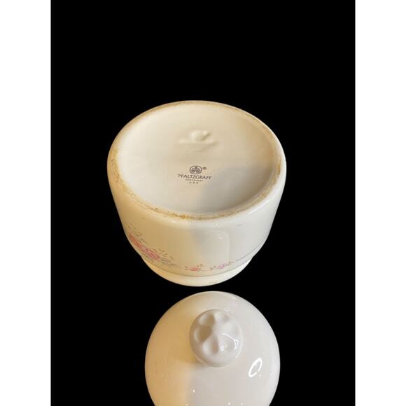 Vintage Pfaltzgraff Trousseau Lidded Sugar Bowl Ivory Floral - Picture 6 of 7
